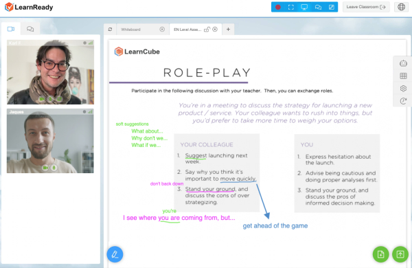 Virtual classroom interface